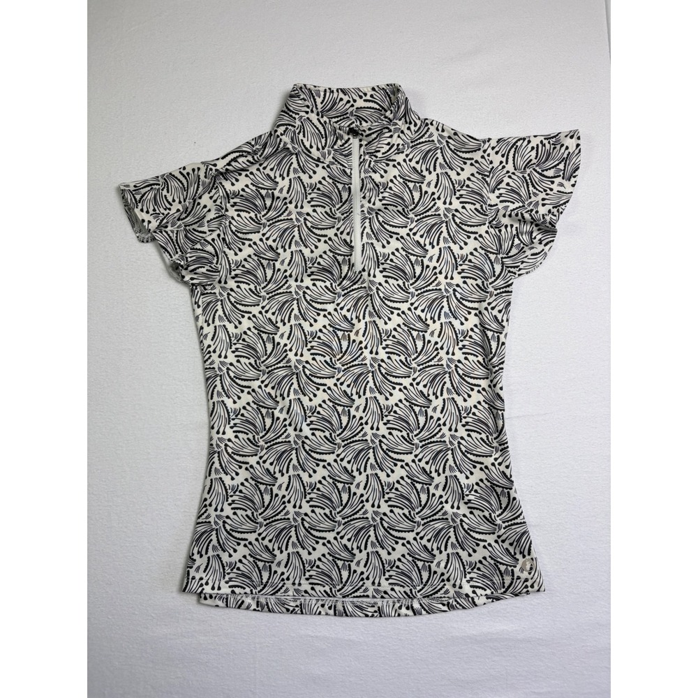 The American Outdoorsman Women Small Black White Abstract Print Quarter Zip Top